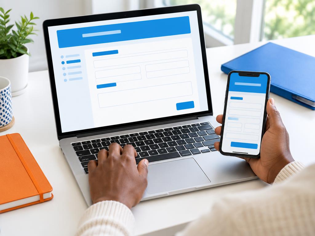 Laptop and phone used for online document assistance