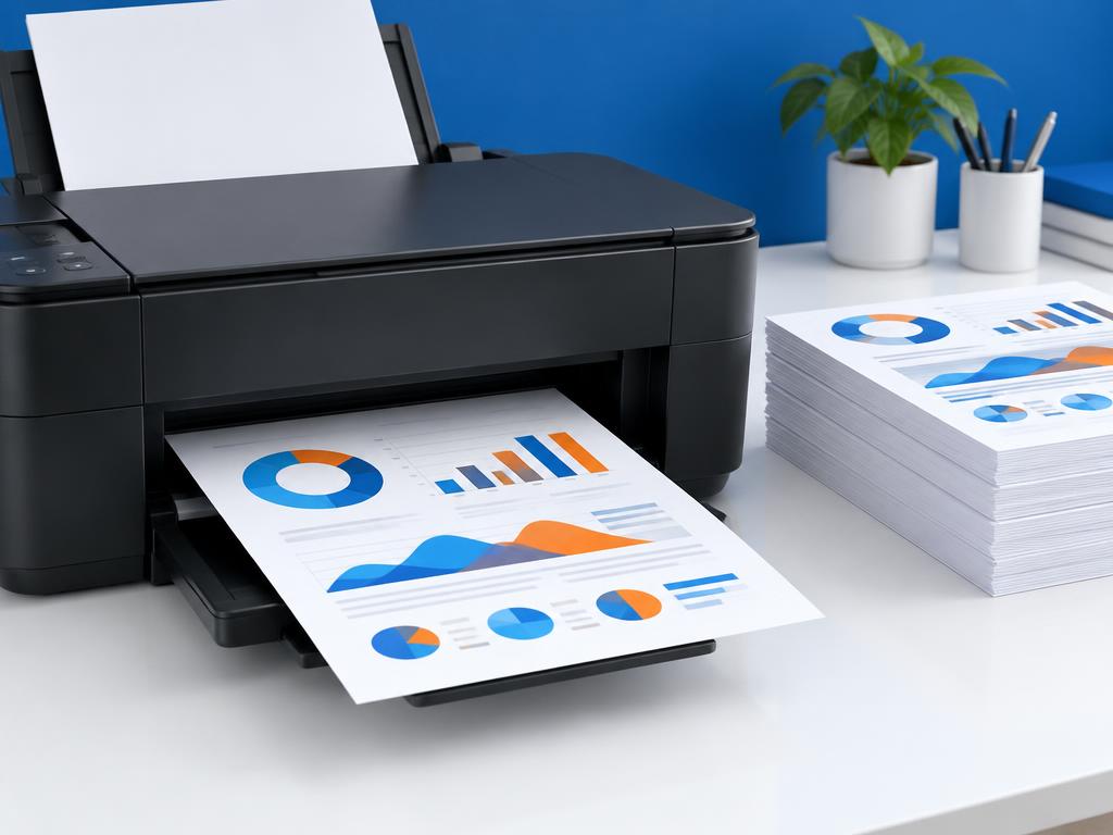 Printer producing a colourful report